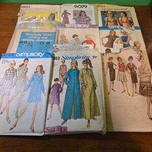 Simplicity womens sewing patterns 1970s dress,robe,bikini,skirts,tops Unverified
